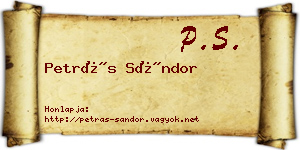 Petrás Sándor névjegykártya