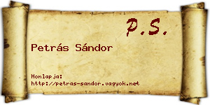 Petrás Sándor névjegykártya