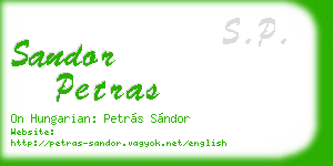 sandor petras business card